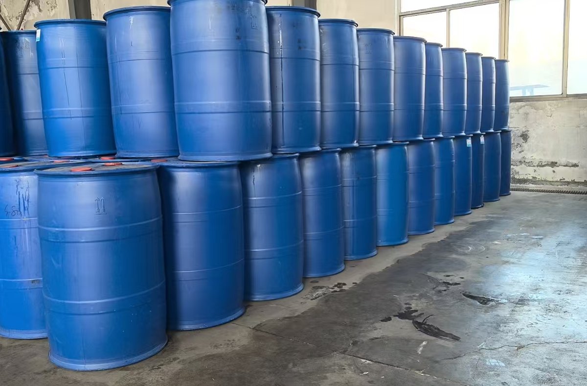 Industrial chemical drums in responsible outdoor storage